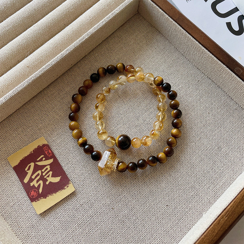 Double-Wrap Modern Chinese Citrine Tower Crystal Bracelet