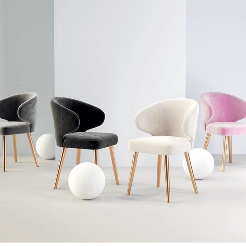 轻奢餐椅家用简约现代布艺酒店意式洽谈椅咖啡厅休闲接待靠背椅子