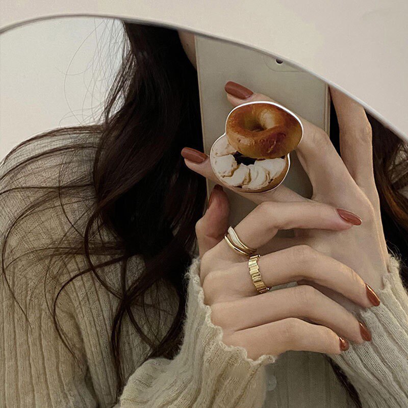 双层滴釉戒指女ins小众设计高级感复古套戒开口可调节食指戒指潮