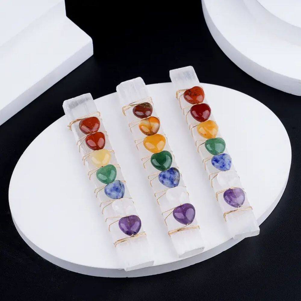Chakra Rainbow — Selenite Crystal Energy Wand