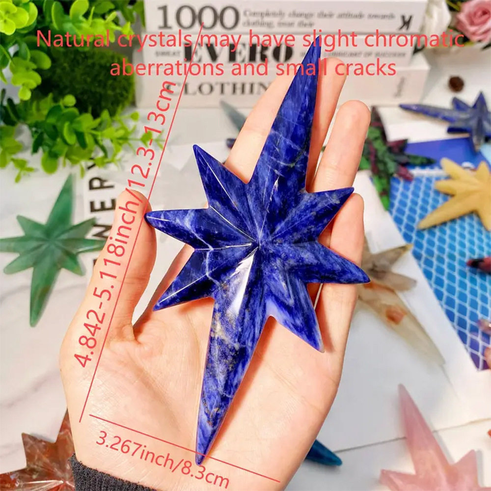 North Star Crystal Ornament — Natural Crystal Octagram Holiday Decoration