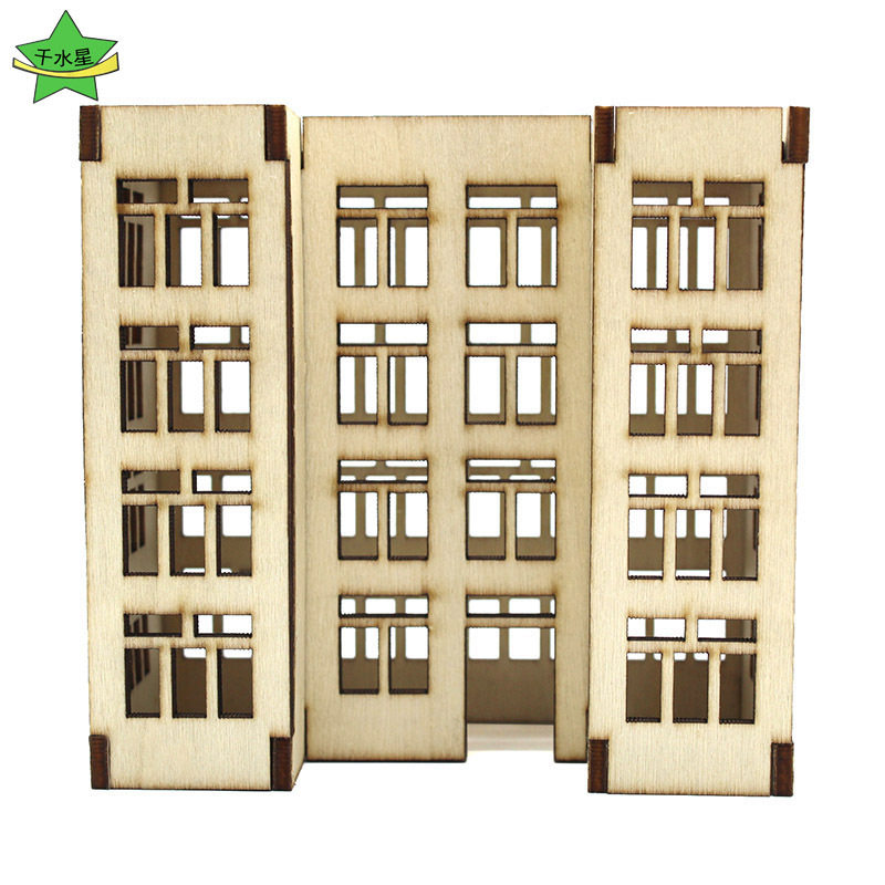 城市模型(公寓楼1号)中小学生diy科技小制作房屋拼装沙盘模型材料
