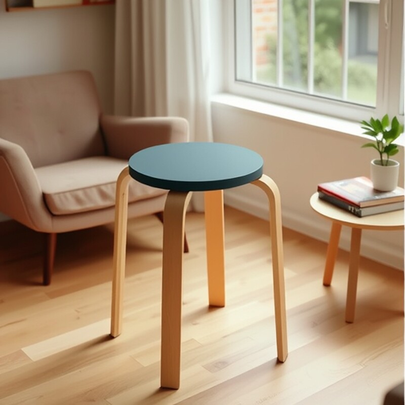 时尚创意简约圆凳木制中凳 厂家批发现代简约多色北欧风高脚木凳