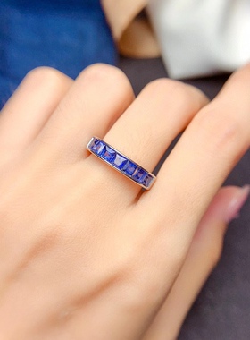 天然无烧斯里兰卡纯银蓝宝石戒指