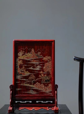 印度小叶紫檀描金会所画室百宝嵌