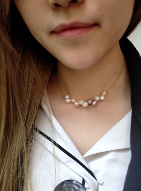 天然淡水遮盖甲状腺疤痕珍珠项链