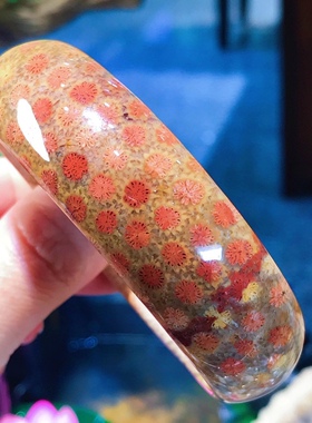 一博珊福半透立体小彩花珊瑚玉手镯女时尚饰品