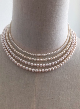 毫米圆形强光白透粉小珠子项链