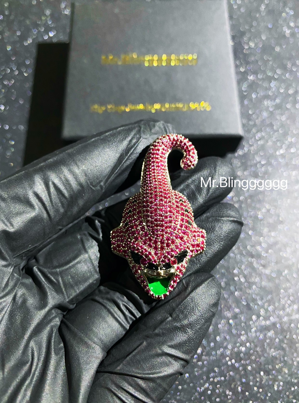 Mr.Blingggggg European and American hip-hop jewelry full diamond Dragon Ball series pink Majin Buu pendant