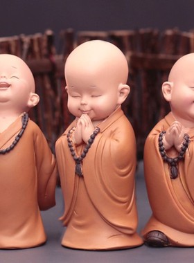 佛系慧能小和尚摆件禅意茶桌装饰品送同学生日礼物可爱治愈系沙弥