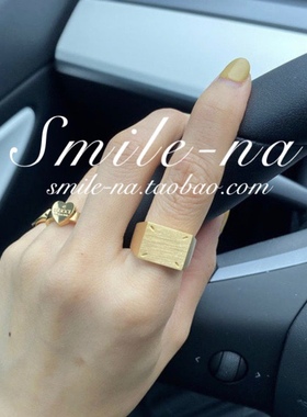 韩国进口小众设计师款方形戒指