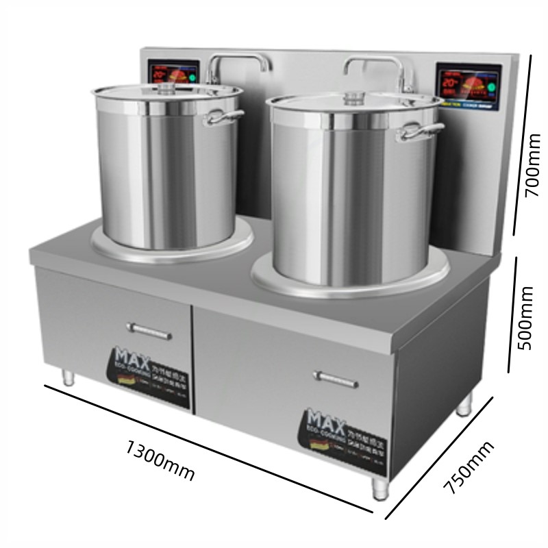 商用电磁炉8000w平面矮汤炉15kw炉6千瓦大功率双头低汤灶卤肉煲汤 - 图0