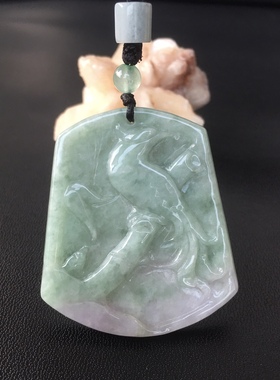 缅甸翡翠玉喜上眉梢花鸟挂件男女