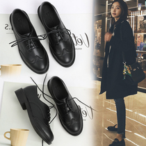 Hong Kong Black Leather Shoes women Inn Wind 2023 Spring new 100 lap Soft Piebullock Academy Wind single shoes women