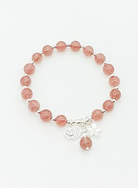 草莓桃花运水晶手链送女友礼物