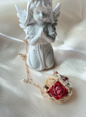 原创设计风小花篮编织森系长项链