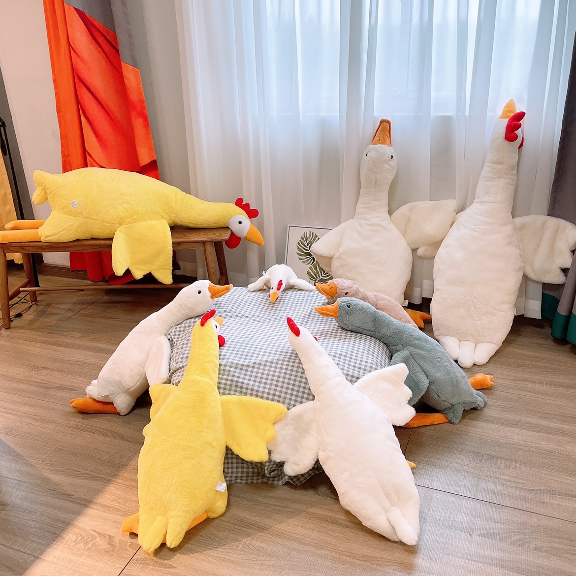 可爱大白鸭毛绒玩具大白鹅玩偶床上睡觉夹腿抱枕男女生陪睡娃娃 - 图0