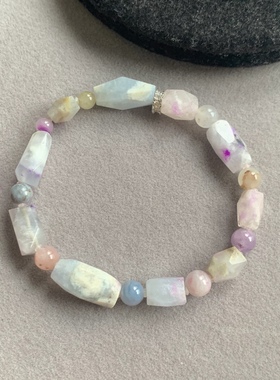 天然舒俱来玻璃体樱花粉随形手链