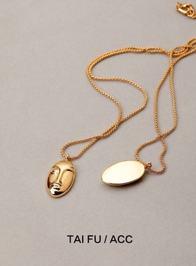 《面具》欧美风时尚个性立体双面人吊坠气质简约百搭设计感项链