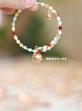 衍生玛瑙捷克琉璃铃铛手镯