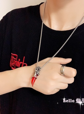 狼牙项链钛钢男饰品潮酷百搭时尚