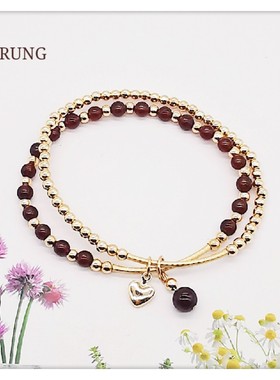 小众包金石榴石礼物手链送闺蜜