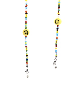 BKPP一心一译同款彩虹笑脸口罩眼镜项链绳陶瓷米珠泰明小挂饰男女