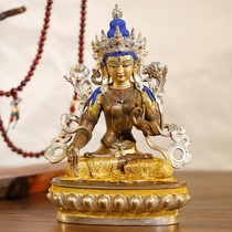 White-degree mother Buddha pendulum piece pure bronze-white gold silver home dedicated to 7-inch tricolor-gold pure bronze Buddha statue