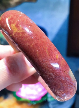 一博珊福精品天然珊瑚玉牛血红手镯女吊坠手链
