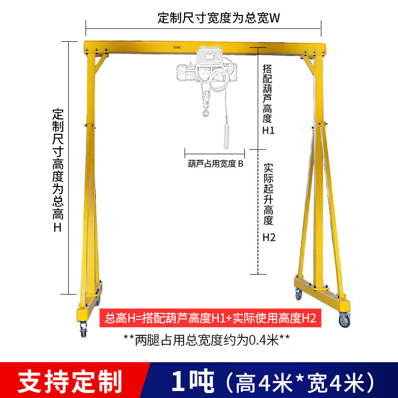 移动小型龙门吊起重可拆卸龙门架吊机2T3吨1手推升降电动龙门吊架-图1