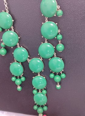 欧美外贸饰品 简约大气个性玫红色蓝色绿色毛衣链夸张复古风