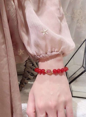 新品天然红玛瑙手链草