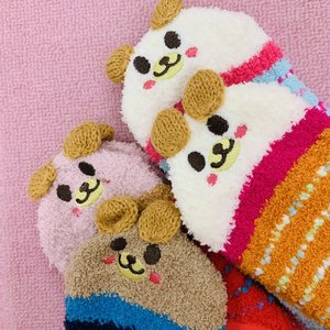 日本tutuanna可爱立体耳朵刺绣卡通动物毛绒保暖地板袜睡眠袜船袜