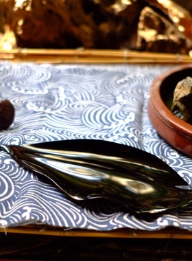 髹缮斋出品 传统大漆纯手工 树叶胎茶则 笔舔 中国传统文化