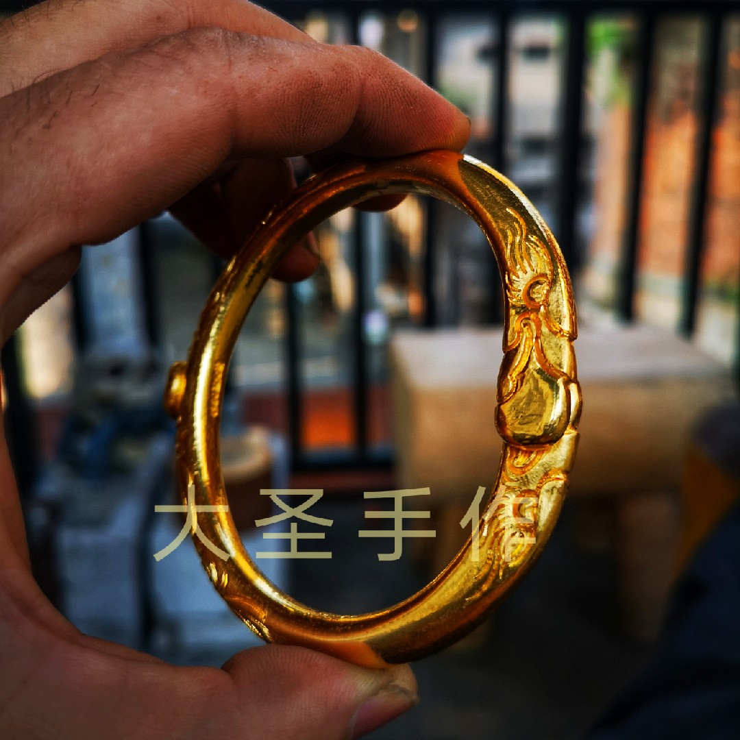 大圣手作纯金来料加工大鹰手镯印第安手镯黄金加工高桥金鹰手镯 - 图3