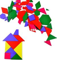 Wooden Multi Shapes Geometric Tangram Puzzle Board 57pc