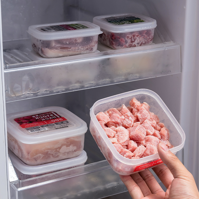 日本进口冻肉分格盒子冰箱肉丝专用冷冻盒葱姜蒜收纳盒水果保鲜盒 - 图0