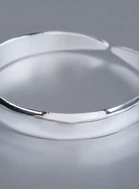 传统999纯银手镯子时尚光面版简约足银手环99银饰素银饰品男女款