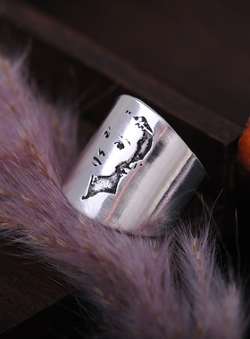 999纯银戒指环足银戒子99银饰罗马假日奥黛丽·赫本文艺复古手饰