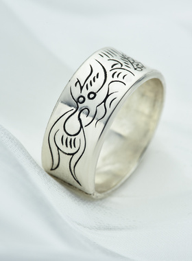 999银饰品戒指民族风腾龙开口