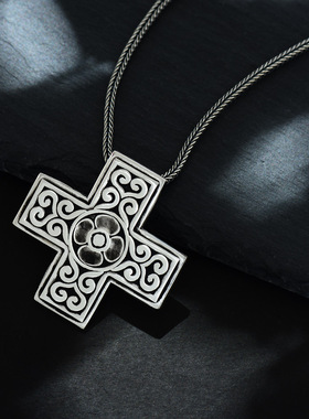 十字架足银项链挂件吊坠纯银男