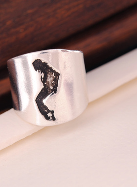 手工饰品指环足银复古开口戒子