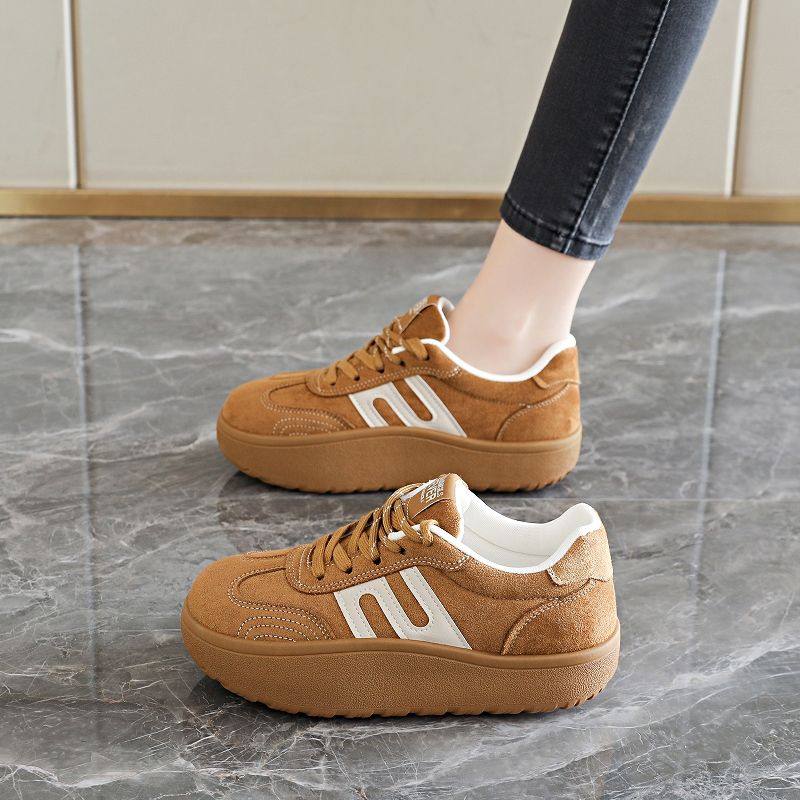 头层牛皮休闲拼色板鞋系带单鞋加绒春学生防滑豆豆鞋平底女鞋,淘宝优惠券,粉丝福利购,淘宝优惠卷