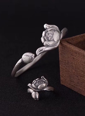 寓意好手镯戒指足银民族风女礼物