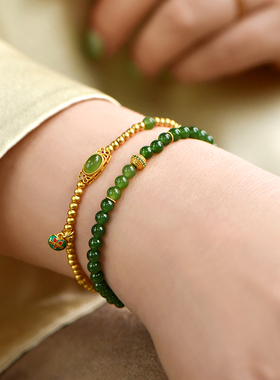 觉人和田玉菠菜绿阳绿碧玉手链