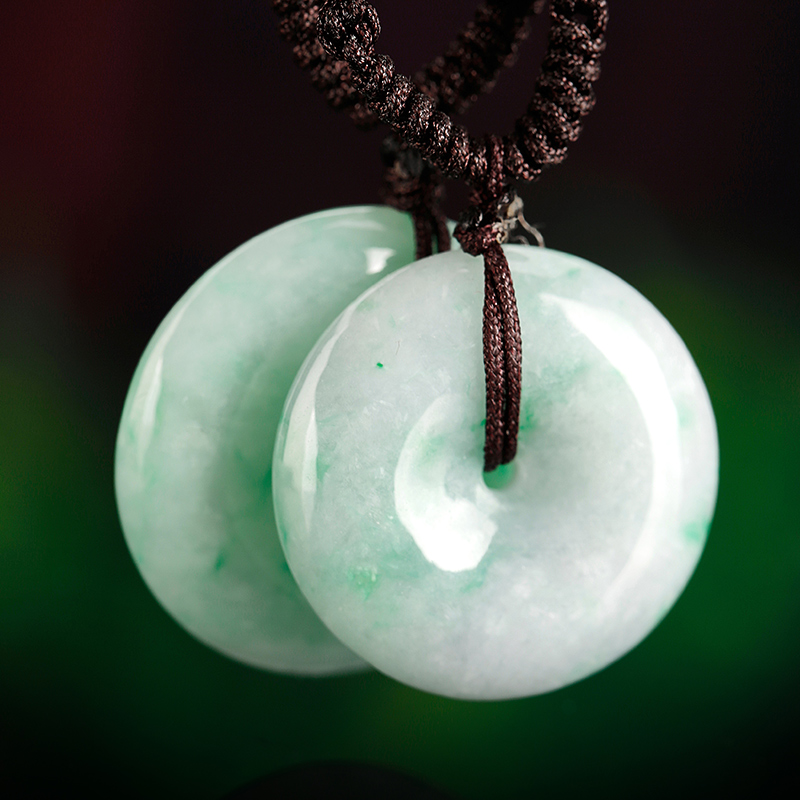 七彩云南翡翠平安扣吊坠飘绿花冰糯种玉吊坠玉挂件送爱人礼物 - 图2