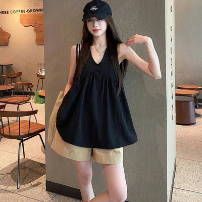 TBF小飞袖上衣新款上衣女清新甜美夏季宽松时尚百搭慵懒感衬衣