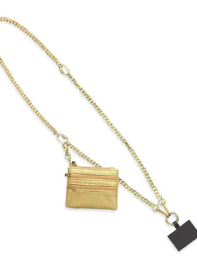 跨境Phone Strap with Zippered铝合金链条手机挂绳斜挎链亚克力