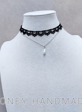 镂空极简颈圈项链秋冬搭配神器氛围感性感蕾丝choker女小众锁骨链