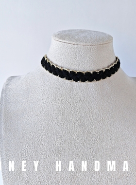 双边金线小香风安哥拉红美拉德色毛线秋冬搭配choker脖子饰品项圈